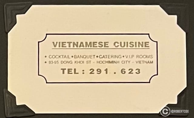 Vietnam House restaurant business card (back).