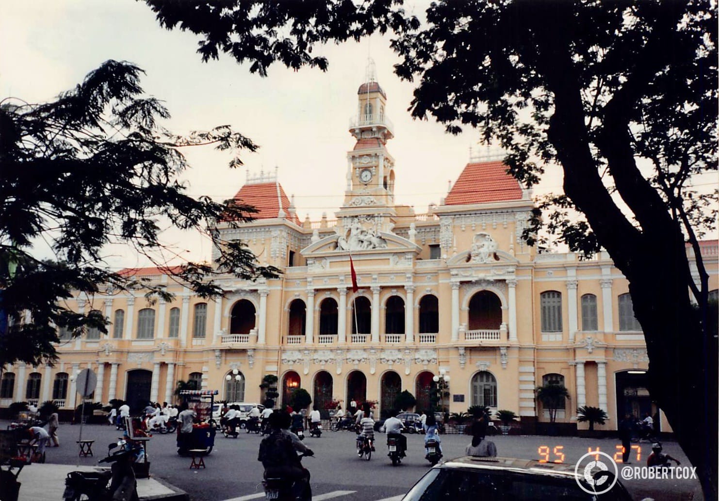 Ho Chi Minh City Hall, also known as the Saigon People’s Committee Building, in District 1 at the end of Nguyen Hue Boulevard in Ho Chi Minh City, Vietnam, taken on April 28, 1995