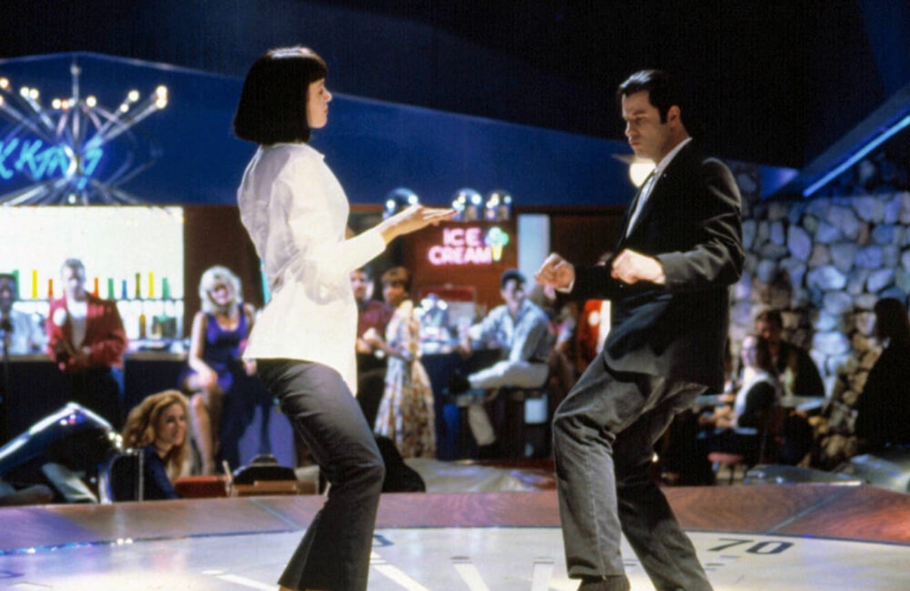 John Travolta and Uma Thurman in Pulp Fiction (Miramax, 1994).